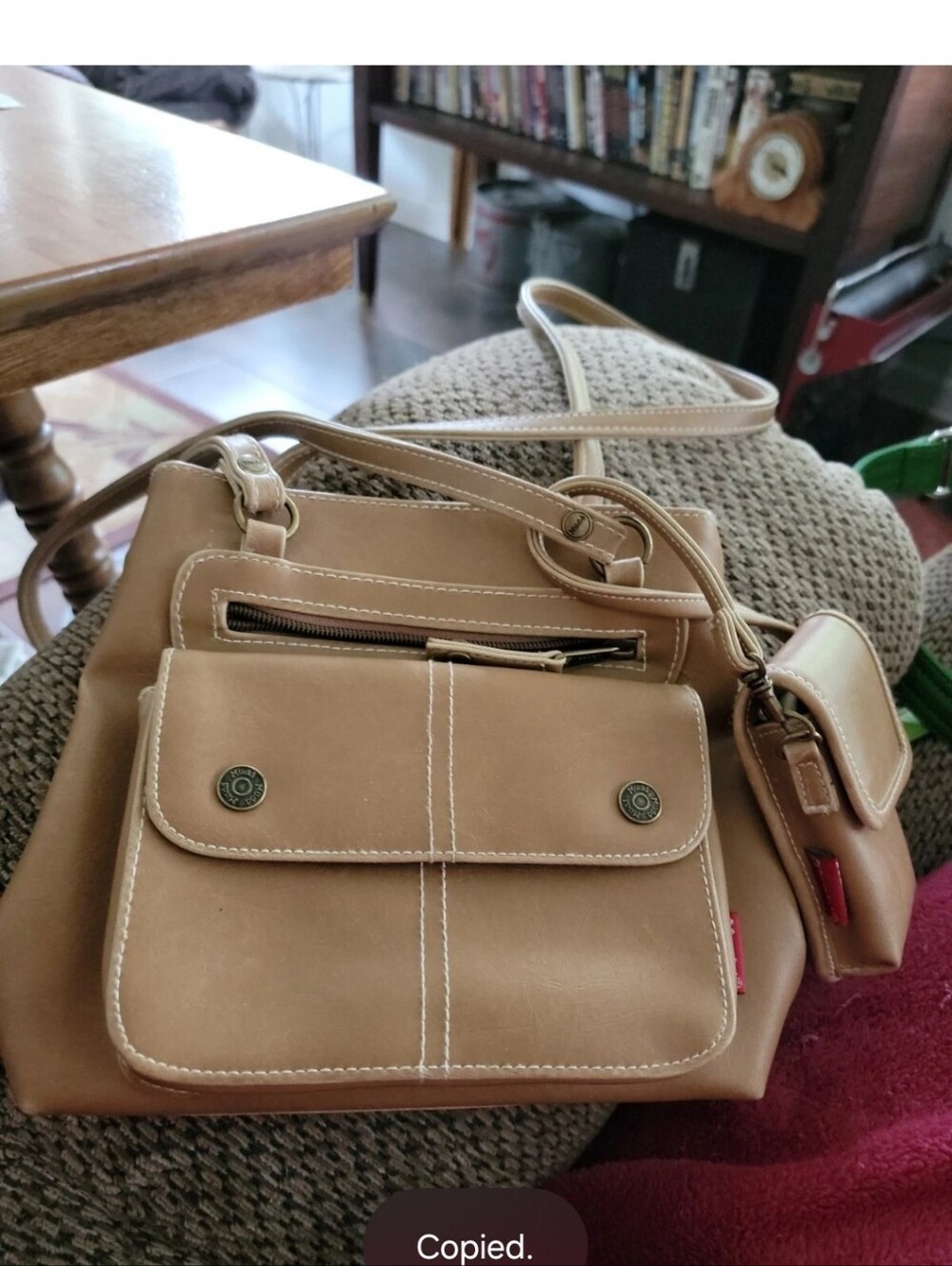 MUDD Small Tan Faux Leather Handbag with Crossbody Strap